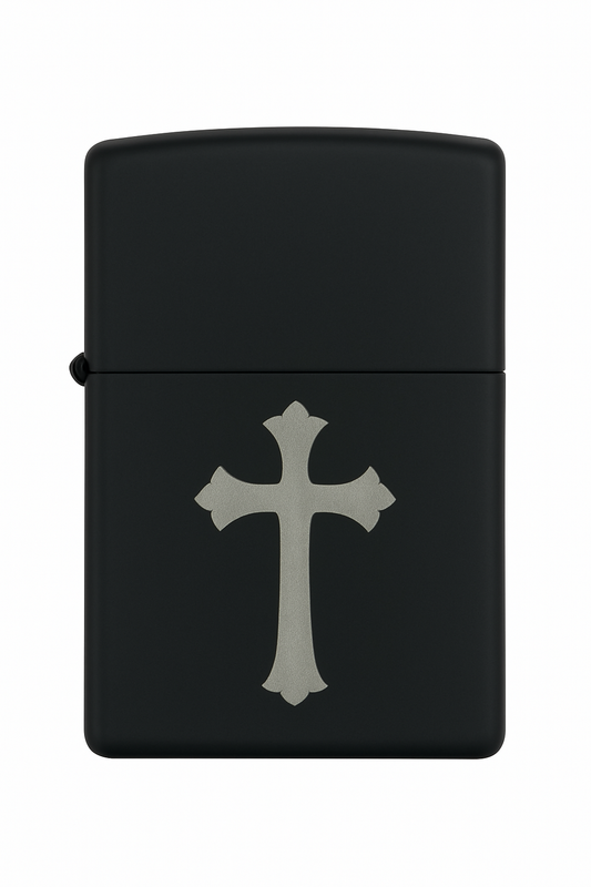 Briquet Tempête Gravé Croix Gothique